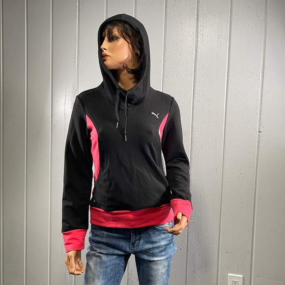 *Puma Dry Cell Women’s Black & Pink Zip Up Sweater Sz M - Picture 1 of 8